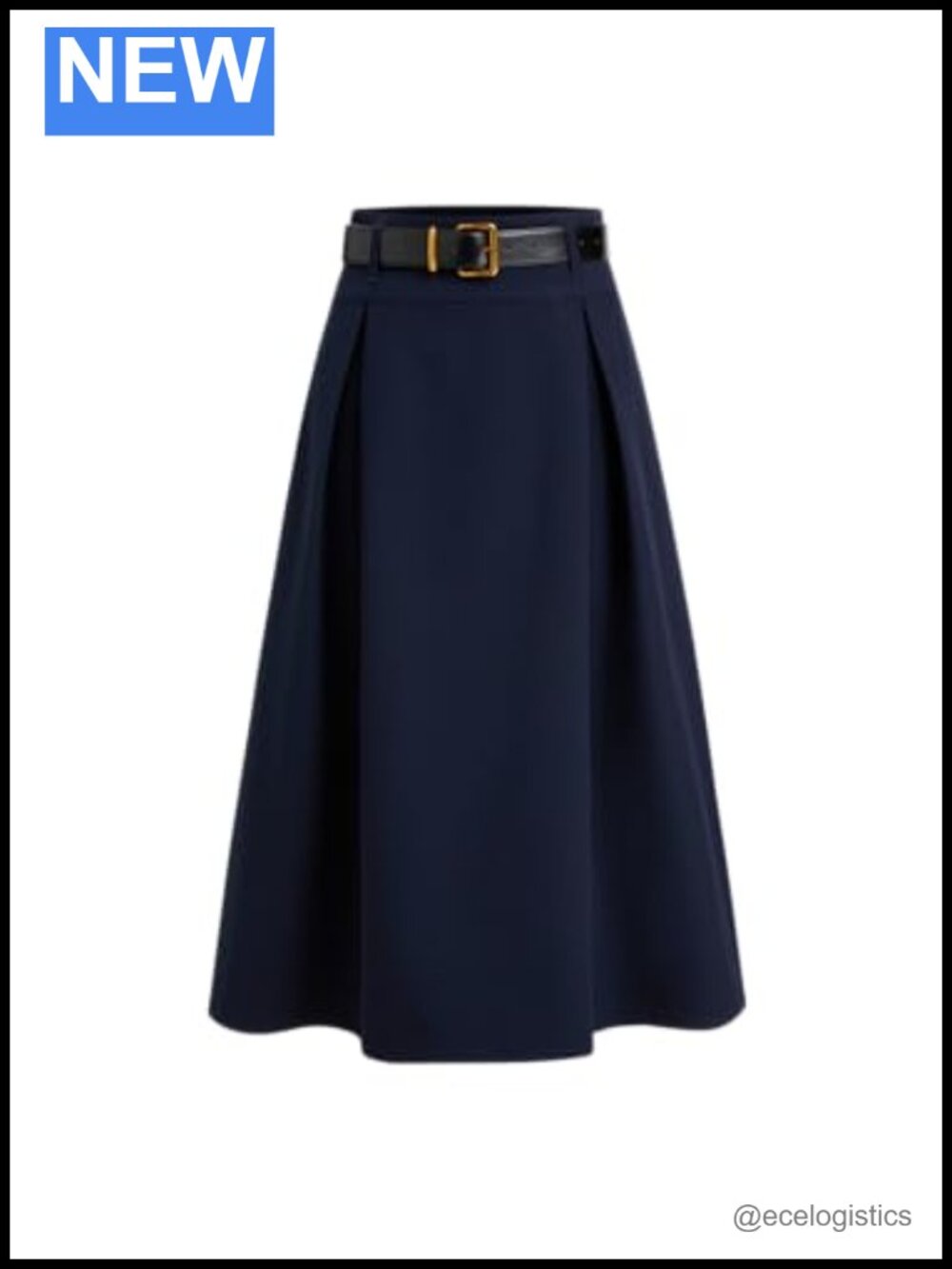Pleated Maxi A-Line Skirt with Belt
